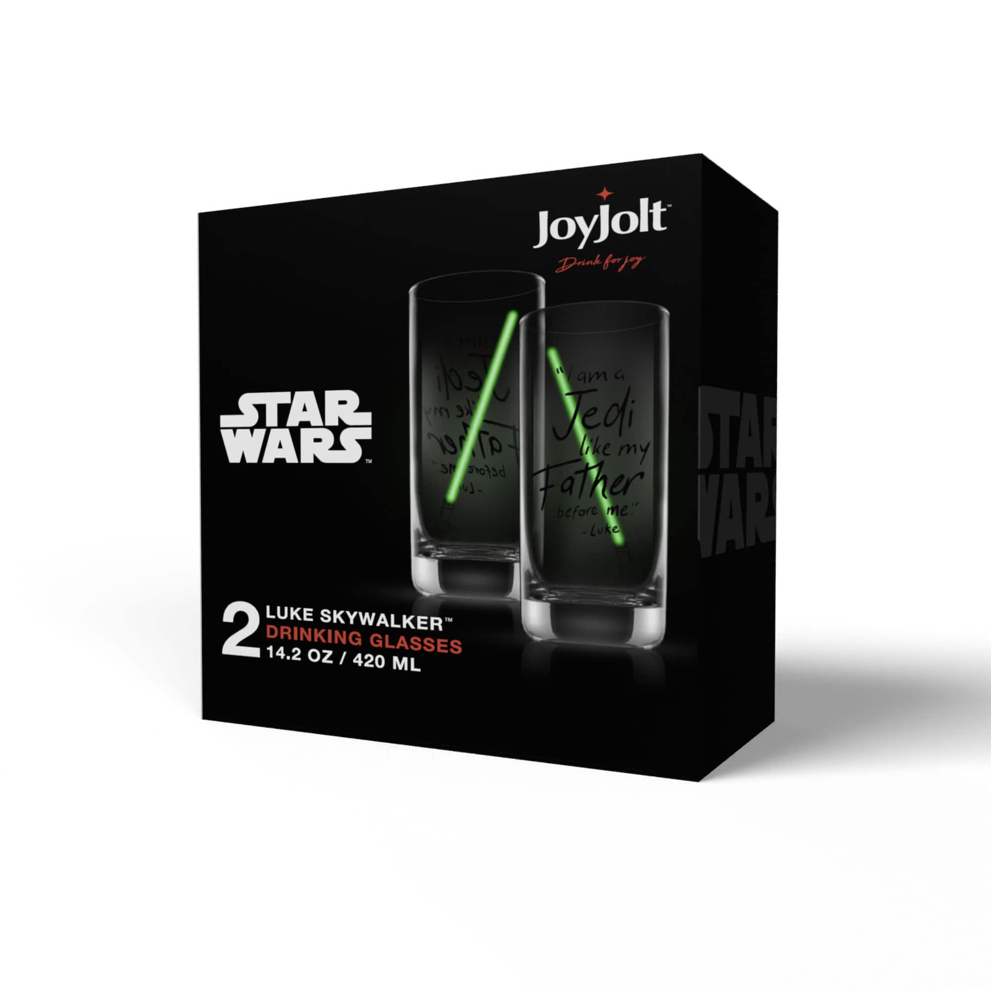 JoyJolt® Star Wars™ 14.2oz. New Hope Luke Skywalker Green Lightsaber Tall Drinking Glass, 2ct.
